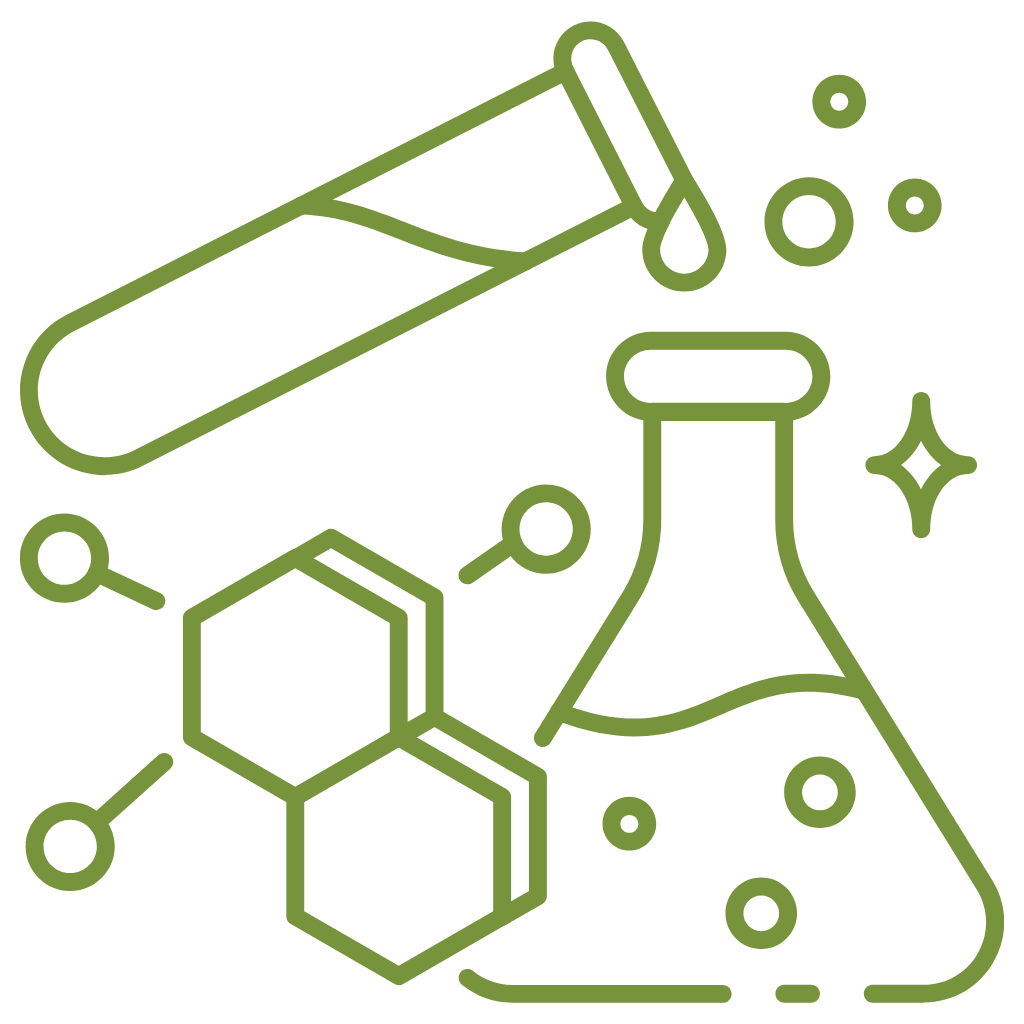 Icon aus der Chemiebranche in grün, ein Behälter ist dargestellt.