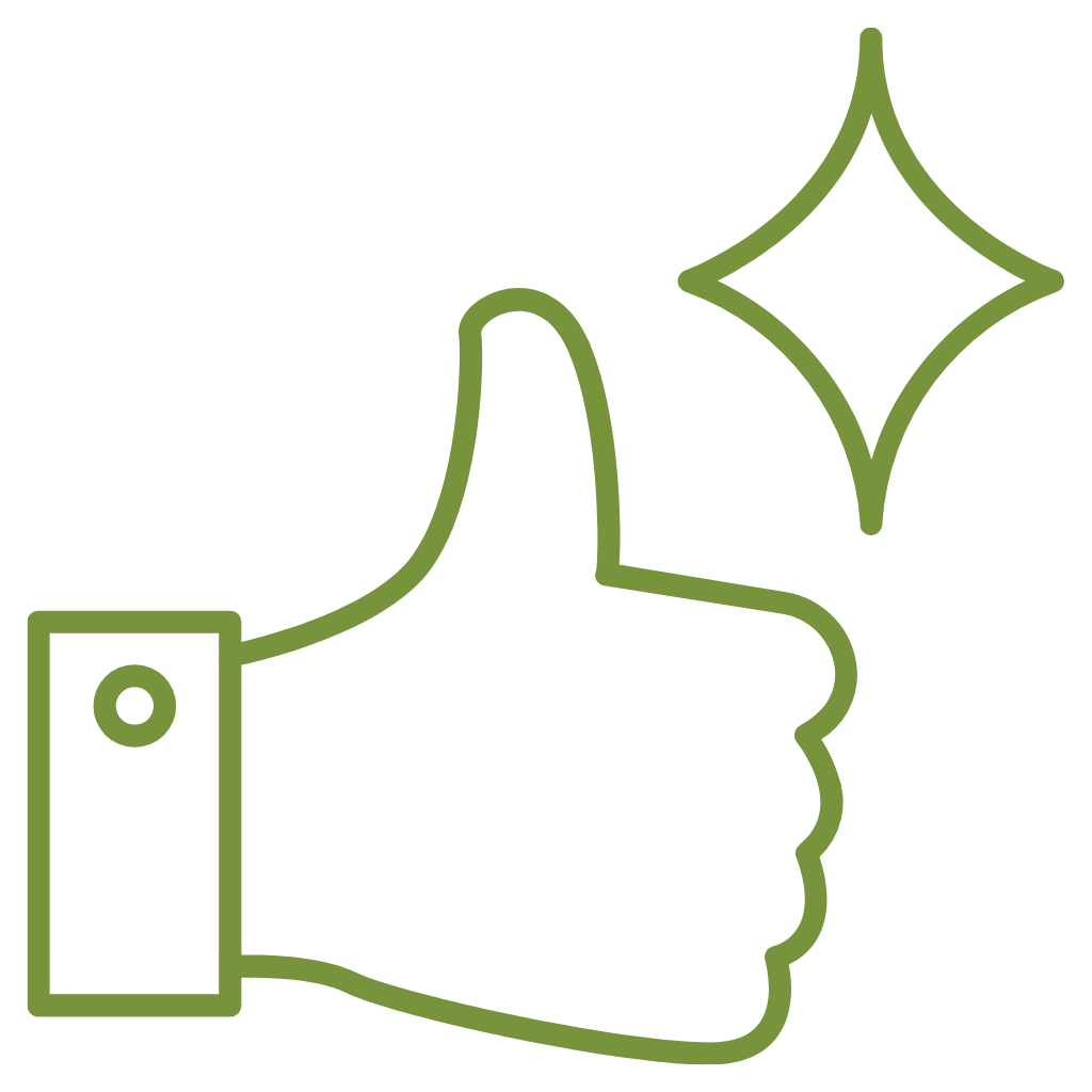 Ein grünes Icon zeigt einen Daumen hoch.