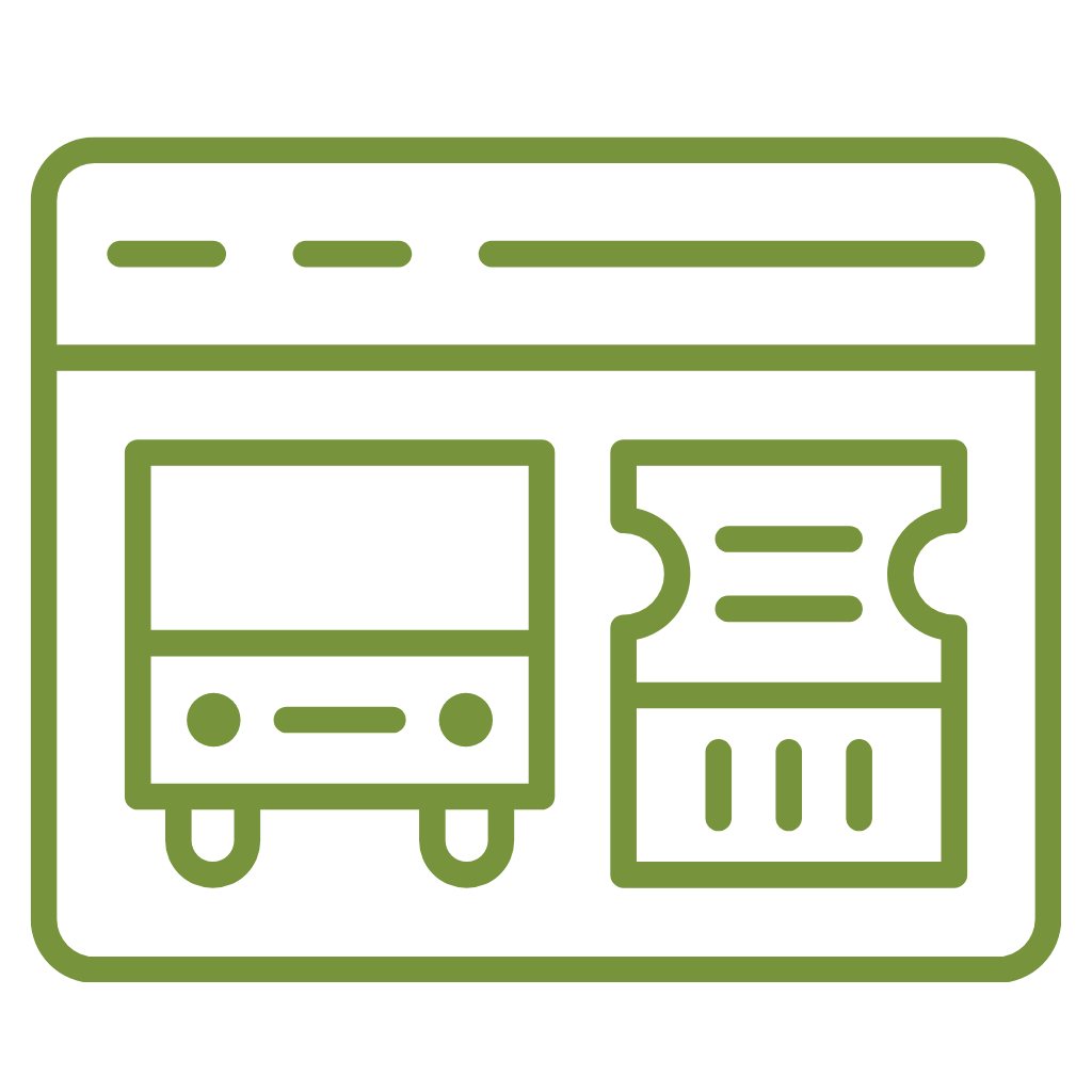 Ein grünes Icon zeigt ein Busticket.