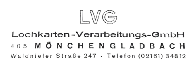 LVG, Logo Gründung, Lochkartenverarbeitungsgesellschaft in Mönchengladbach