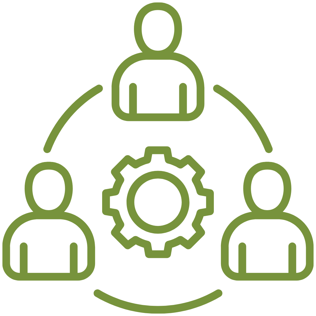 Ein grünes Icon zeigt einen Prozess mit drei Personen.