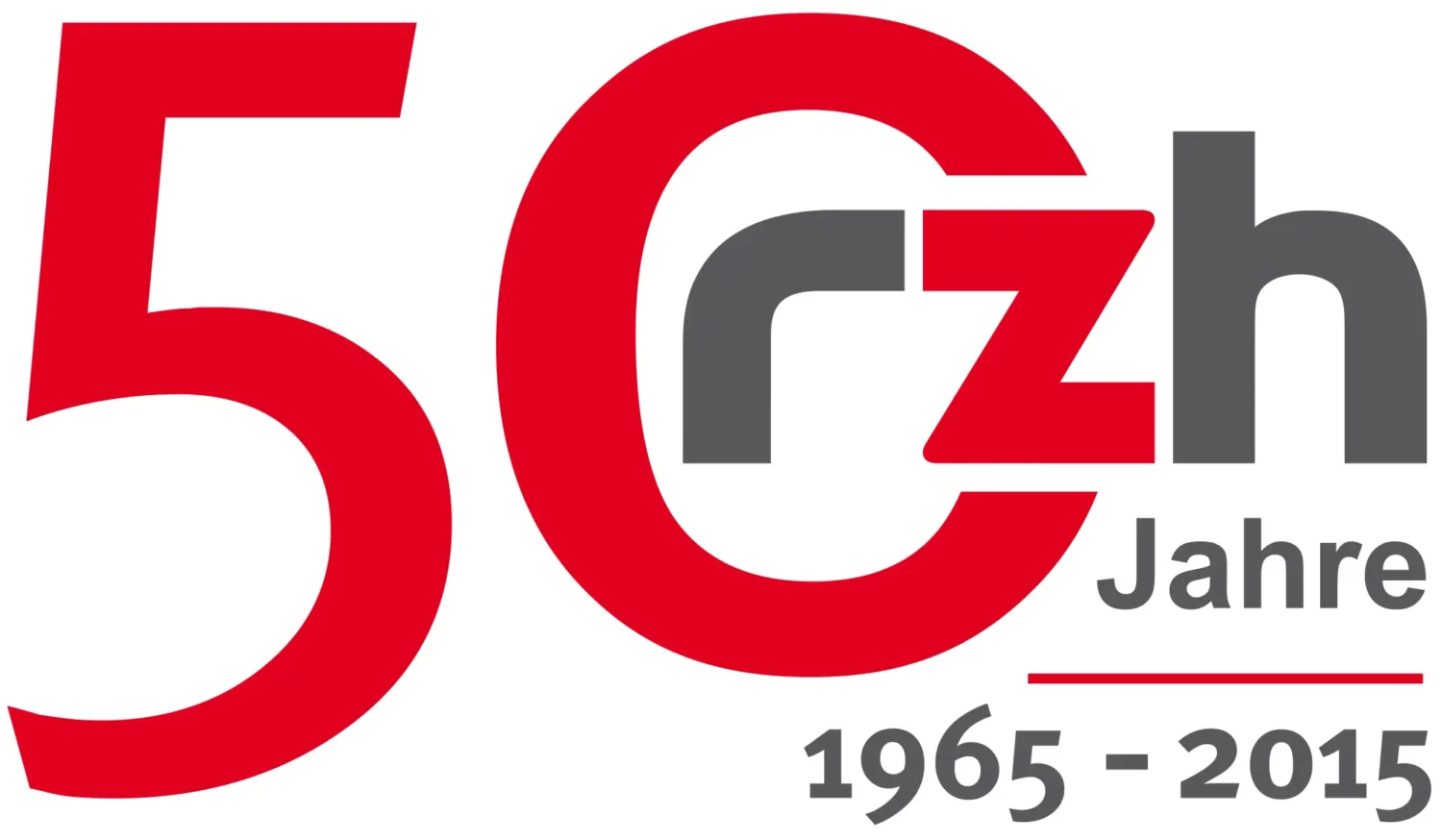 50 Jahre Rzh, Jubiläumslogo, rot und grau, 1965 - 2015