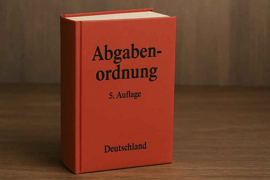 Das Buch Abgabenordnung 5. Auflage in orange ist zu sehen.