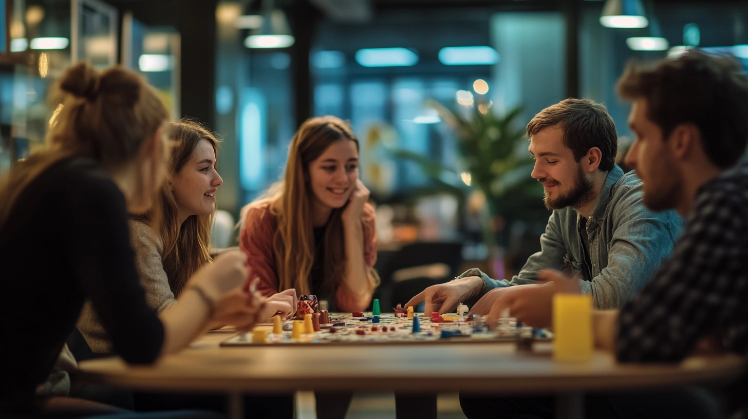 Kollegen spielen Brettspiele bei der Arbeit