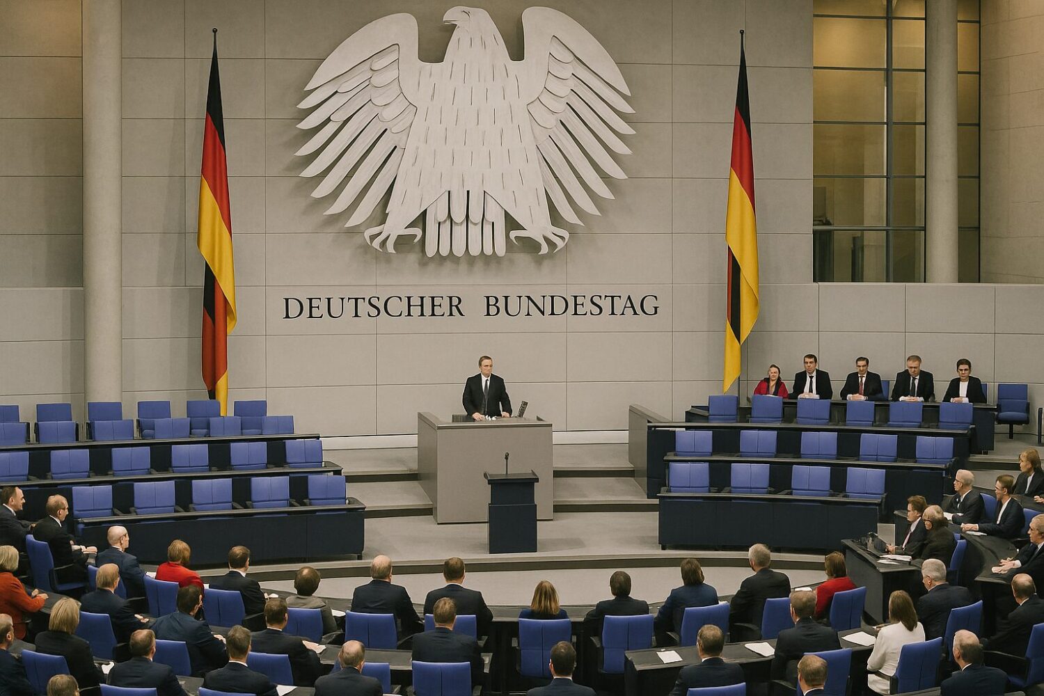 Bild von einem leeren Bundestag.