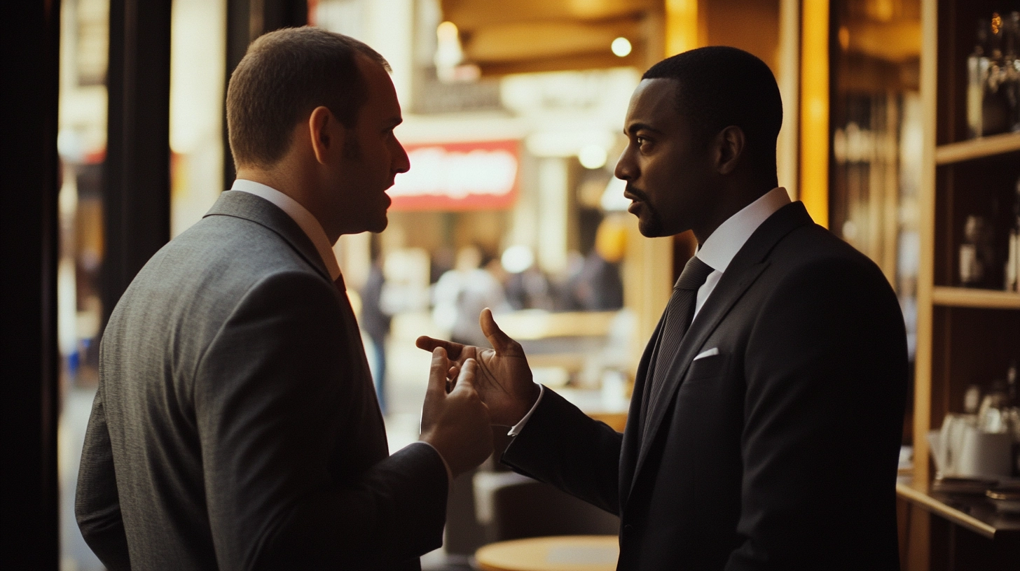 KI-generiertes Bild auf dem zwei Männer im Anzug über den Karenztag