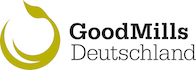 Logo Good Mills Bulgaria mit grünem Logo auf der linken Seite und Schriftzug auf der rechten Seite.