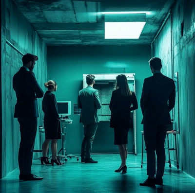 Mehrere Personen schauen auf ein Dashboard