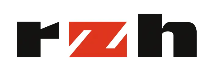 altes Logo RZH, Buchstaben, schwarz und rot